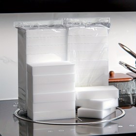 Resim 10'lu Paket Dayanıklı Süngerler | Çift Taraflı Nano Temizleme Süngeri - Bulaşıklar, Tencere, Ayakkabı ve Yüzeyler İçin | Mutfak, Banyo, Mobilya Bakımı ve Okul Dönüşü için Çok Amaçlı Temizlik Seti 
