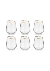 Resim The Mia Gina Gold Yaldız 6 Parça Cam Su Bardak Takımı Özel Kesim Gna0003 