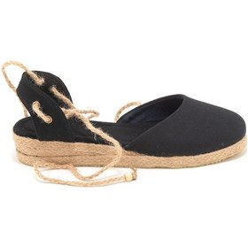 Resim Star Tombis Gerçek Elişi Hasır Jüt Bileğe Bağlı Ipli Günlük Kadın Espadril Handmade Siyah 