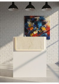 Resim Resital Ledli Karşılama Bankosu G-90 Cm Ofis Kasa Resepsiyon Masası Banko-003-1-8 