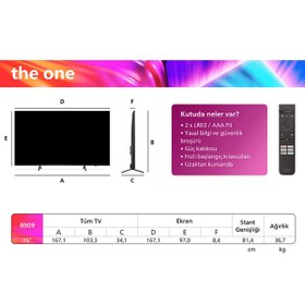 Resim 75PUS8909/12 75" The One 4K LED Ambilight Televizyon 