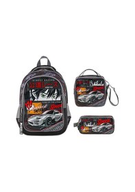 Resim Muggle Mu-9136 Street Racing İlkokul Çantası + Beslenme Çantası + Kalem Kutusu 