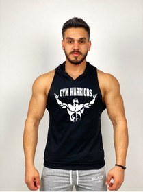 Resim Black İstanbul Gym Warriors Baskılı Kapüşonlu Fitness Atleti 