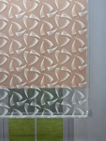 Resim Nova Serisi Üç Yaprak Desenli Çift Mekanizmalı Beyaz Tül Turuncu Stor Perde Turuncu 