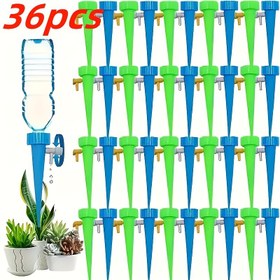 Resim 36 adet otomatik sulama çubukları, ayarlanabilir damla sulama sistemi, çeşitli renk kodlu nozullarla donatılmış, dayanıklı plastik bahçe sulama ekipmanı, evler, çimler ve iç mekan ile dış mekan bitkileri için uygun 