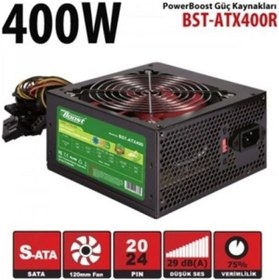 Resim AyrStore POWERBOOST BST-ATX400R 400W 12 CM SİYAH FAN Atx PSU RETAIL BOX (KUTULU) + (Power Kablo) 