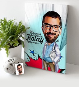 Resim Kişiye Özel Bay Doktor Karikatür Kanvas Tablo (30 X 50 Cm.) - 5 