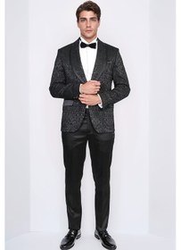 Resim Damask Desenli S Al Yaka Siyah Smokin - Wessi Siyah 
