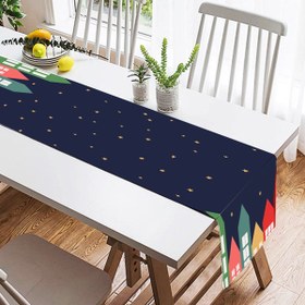 Resim Happy New Year Evler Tasarımlı Dijital Baskılı Dekoratif Süet Runner 