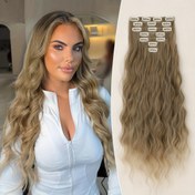 Resim 7 parça Ombre Renkli 55.88 cm Uzunlukta Su Dalga Şeklinde Isıya Dayanıklı Fiber Sentetik Saç Uzantıları, Kadınlar İçin Uygun 