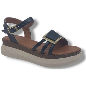 Resim Zerhan 603 Kadın Siyah Tokalı Dolgu Taban Sandalet Siyah 