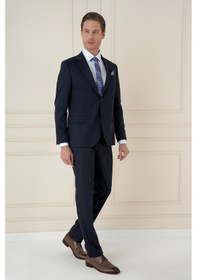 Resim Efor Slim Fit Çift Yırtmaç Mono Yaka Klasik Lacivert Takım Elbise Tk 912 Lacivert 