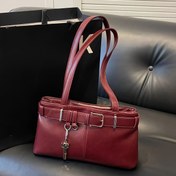 Resim Şık Burguncu Tote Çanta Fermuarlı Kapatma - Kadınlar için Şık Omuz Çantası, Dayanıklı Sabit Askılar ile İş ve Günlük Kullanım için Mükemmel 