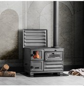 Resim Erendemir EM804B-T Kuzine Siyah Şömine Tuğlalı Soba 