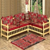 Resim Puhu Ahşap Aksesuar Kilim Köşe Sedir Takımı 