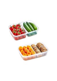 Resim 2 Bölmeli Sızdırmaz Contalı Kilitli Kapaklı 1 L Erzak Saklama Kabı -LC505 Çok Renkli 