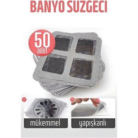 Resim Banyo Gider Süzgeci 50 Adet Yapışkanlı Filtre, 10x10 Cm 