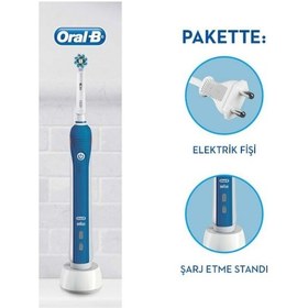Resim Oral-B Pro 2000 Cross Action Şarj Edilebilir Diş Fırçası 