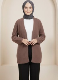 Resim Tesettür Diyarı Triko Frost Hırka- Kahverengi Standart (36-42 Uyumlu) 