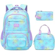 Resim Oldfriend Mavi 3 Parça Genç Kız Sırt Çantası Seti, Okul Çantası, Seyahat Çantası, Yemek Kutusu Ve Kalemlik Mavi 
