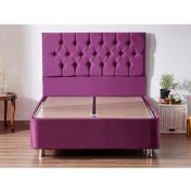 Resim Niron Purple Baza ve Başlık Seti 120x200 cm Tek Kişilik Sandıklı Mor Kumaş Baza ve Başlığı 