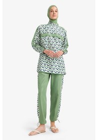 Resim DeFacto Regular Fit Su İtici 3'lü Desenli Burkini Tesettür Mayo Takım E7996AX25HSGN680 