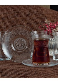 Resim 12 Parça Çay Seti - Paşabahçe Heybeli Antik Desen Şeffaf 