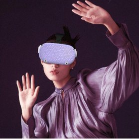 Resim Konsol İstasyonu Oculus Meta Quest 2 Mor Silikon Koruyucu Kılıf 