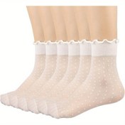 Resim 6 Çift Kadın Şeffaf Fırfır Bilek Çorapları - Ultra İnce Yazlık Puantiyeli Desenli, Nefes Alabilen Ten Rengi, Makinede Yıkanabilir Polyester, Günlük ve Resmi Kullanım İçin, Hafif Malzeme, Çok Amaçlı Ayakkabı Aksesuarı, Feminin Tarzı 