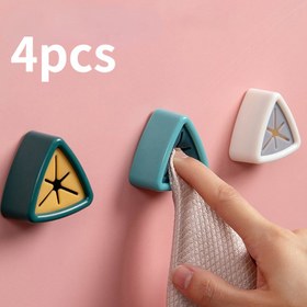Resim 4 Adet Matkap Gerektirmeyen Yapışkanlı Duvar Askıları - Ağır Hizmet Tipi ABS+TPR Plastik, Isıya Dayanıklı ve Paslanmaz Mutfak & Banyo Düzenleyiciler, Havlular, Aletler, Anahtarlar için Çok Amaçlı Depolama (Yeşil, Pembe, Gri, Mavi) 