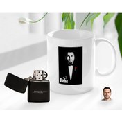 Resim Bk Gift Kişiye Özel Babalar Günü Hediyesi Godfather Baba Tasarımlı Kupa Bardak Ve Benzinli Çakmak Seti-8 