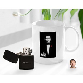 Resim Bk Gift Kişiye Özel Babalar Günü Hediyesi Godfather Baba Tasarımlı Kupa Bardak Ve Benzinli Çakmak Seti-8 