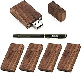 Resim Yaxiny 5'li Paket Dikdörtgen Ceviz Ahşap 2.0 USB Flash Drive 1GB USB Disk Memory Stick Ahşap ile 