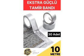 Resim Svein 30 Adet 10 mt Gri Lifli Tamir Takviye Onarım Bandı Su Geçirmez Sızdırmaz Kuvvetli Dayanıklı Çatlak 