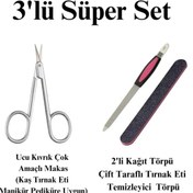 Resim Vi Caro 3lü Set 1 Adet Çok Amaçlı Makas + 2'li Kağıt Törpü + Çift Taraflı Tırnak Eti Temizleyicili Törpü 