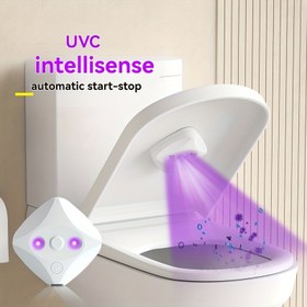 Resim Akıllı Tuvalet Temizleyici 1 adet Tuvalet Arıtıcı + 1 adet Çift Taraflı Bant USB Şarjlı LED Tuvalet Işığı Çok Fonksiyonlu Taşınabilir UVC Sistemi Kolay Kurulum, Ev Banyosu ve İş Seyahati için Uygun 