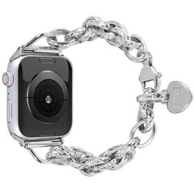 Resim Sones Paslanmaz Çelik Kalp Kolye Watch Band iOS Uyumlu Watch Serisi 9-8-7 41mm / Se 3-se 2-6-se-5-4 40mm / 3-2-1 38mm 