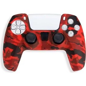 Resim Ps5 Dualsense Uyumlu Kamuflaj Desenli Koruyucu Silikon Kılıf + Analog Silikon Koruyucu Siyah 