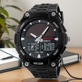 Resim Güneş Enerjili Saat | Moda Erkek Saatleri - Erkekler İçin Dijital Çok Fonksiyonlu Günlük Kol Saati Spor Fitness Saha İş Giyim Doğum Günü Tarih 