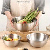 Resim Ekstra büyük paslanmaz çelik salata karıştırma kabı - otel cateringi, aile yemek takımı, servis malzemeleri, mutfak buzdolabı gıda saklama ve depolama için uygun 