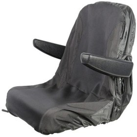 Resim Binilebilir Çim Biçme Makinesi Koltuk Kılıfı, 2 Saklama Cebi Olan Su Geçirmez Traktör Koltuk Kılıfı, Büyük, Siyah 