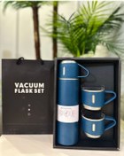 Resim YBE COLLECTİON Paslanmaz Çelik Termos Pembe Renk 3 Bardaklı Termos Seti Vakumlu Termos Set Çanta Hediyeli 