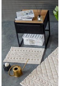 Resim Hcw Aztech Bej %100 Pamuk Viskon 2 Parça Banyo Paspas Seti 40 60+60 100 Cm Bej 