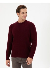 Resim U.S. Polo Assn. Erkek Regular Fit Bisiklet Yaka Bordo Kazak 50297049-VR014 