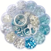 Resim 13 Izgara 0.6-2.6cm Mavi Beyaz Karışık Stil Akrilik Yuvarlak Çiçek Boncuklar Takı Yapımı DIY Moda Bilezik Kolye Yüzük Küçük Hediyeler El Yapımı Boncuklu Aksesuarlar 