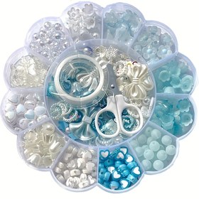 Resim 13 Izgara 0.6-2.6cm Mavi Beyaz Karışık Stil Akrilik Yuvarlak Çiçek Boncuklar Takı Yapımı DIY Moda Bilezik Kolye Yüzük Küçük Hediyeler El Yapımı Boncuklu Aksesuarlar 
