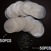 Resim 100 Adet 50mm Çift Delikli Kabuk Diskleri ve Metal Halkalar - Yarı Şeffaf Yumuşak Kabuk Diskler, DIY Rüzgar Çanları, Noel Düğün Dekorasyonları ve El İşleri İçin 