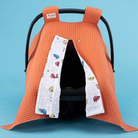 Resim Puset Örtüsü - Çift Taraflı - Turuncu Petek - Renkli Arabalar 