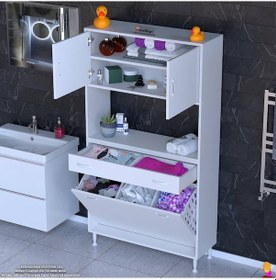 Resim Modilayn Arda 90x173x32,5 Cm 1 Çekmece 3 Göz Sepetli Ve 3 Raf Akıllı Dolap İle Dağınıklığa Son Beyaz 