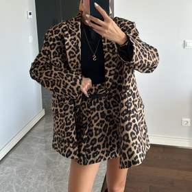Resim Bahar ve Sonbahar Yeni Kadın Moda Seti Yüksek Kaliteli ve Şık Leopar Desenli Takım Etek İki Parça Set, Kadınlar İçin Set, Leopar Etek Seti, Falda Chaqueta Conjunto, Kadınlar İçin Set/Etek, Kadınlar İçin Rahat Takım, Kadınlar İçin Kardigan 